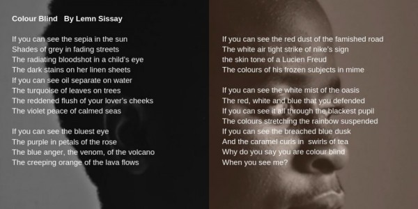 Colour Blind Poem by Lemn Sissay