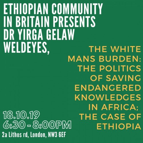 Ethiopian Community in Britain Presents Dr Yirga Gelaw Weldeyes